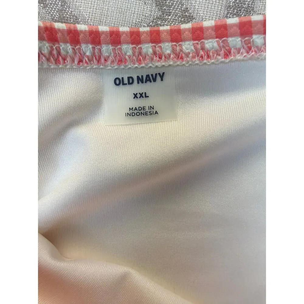 Old Navy Mid-Rise Textured Bikini Swim Bottoms Red Gingham‎ size XXL NWT
